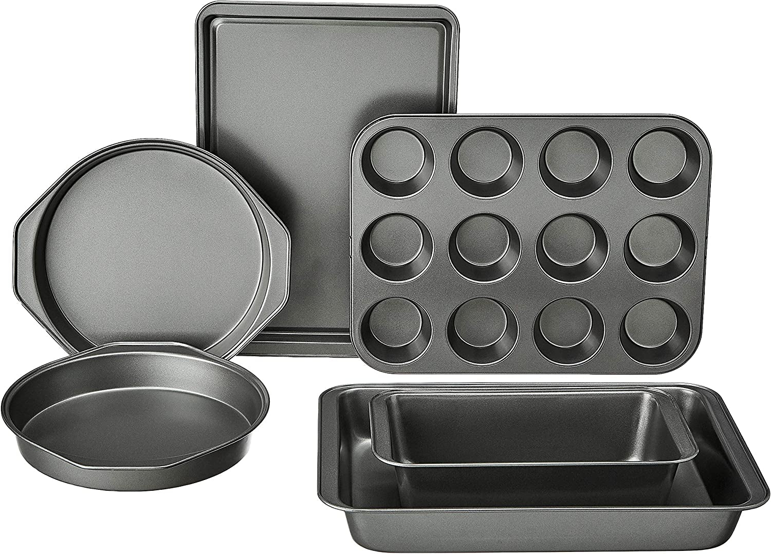 Molde para Muffins, Antiadherente, Acero al Carbono, Paquete de 2, Gris, 35 cm X 26,8 cm X 3 cm Moldes y bandejas para hornear Naty Shop Baking Set