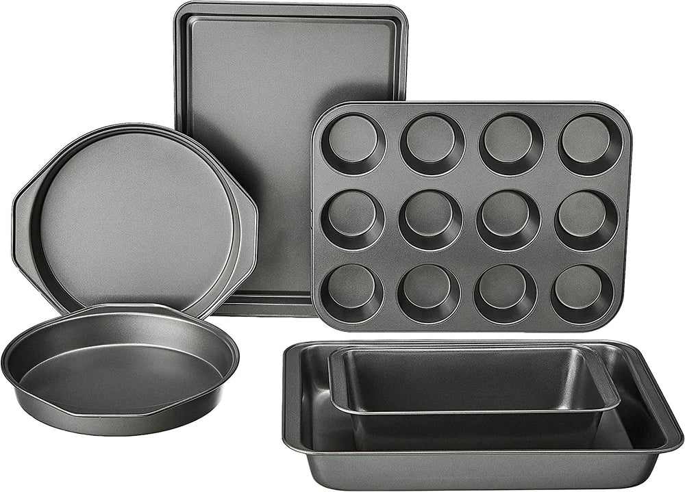 Molde para Muffins, Antiadherente, Acero al Carbono, Paquete de 2, Gris, 35 cm X 26,8 cm X 3 cm Moldes y bandejas para hornear Naty Shop Baking Set