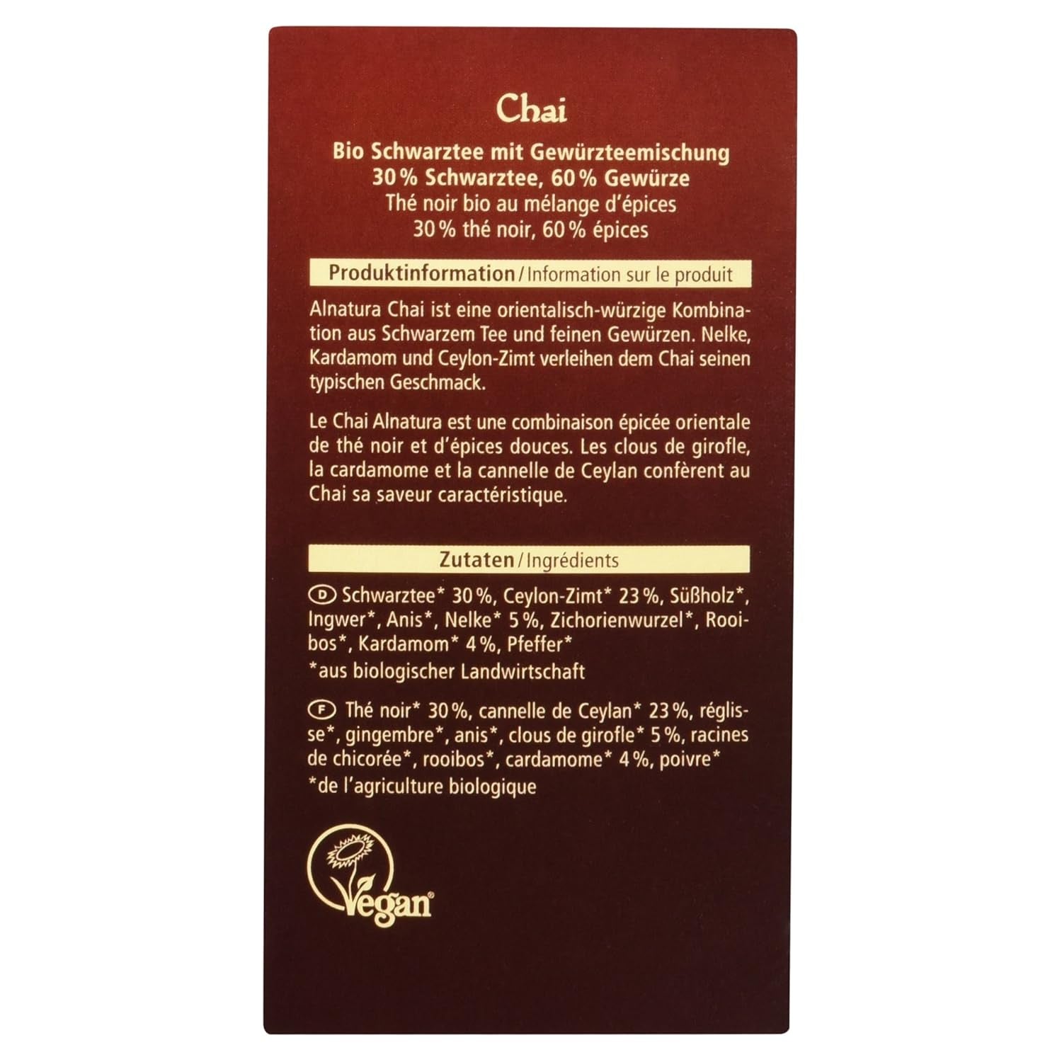 Ceai Chai organic, 20 pliculețe, 40 g