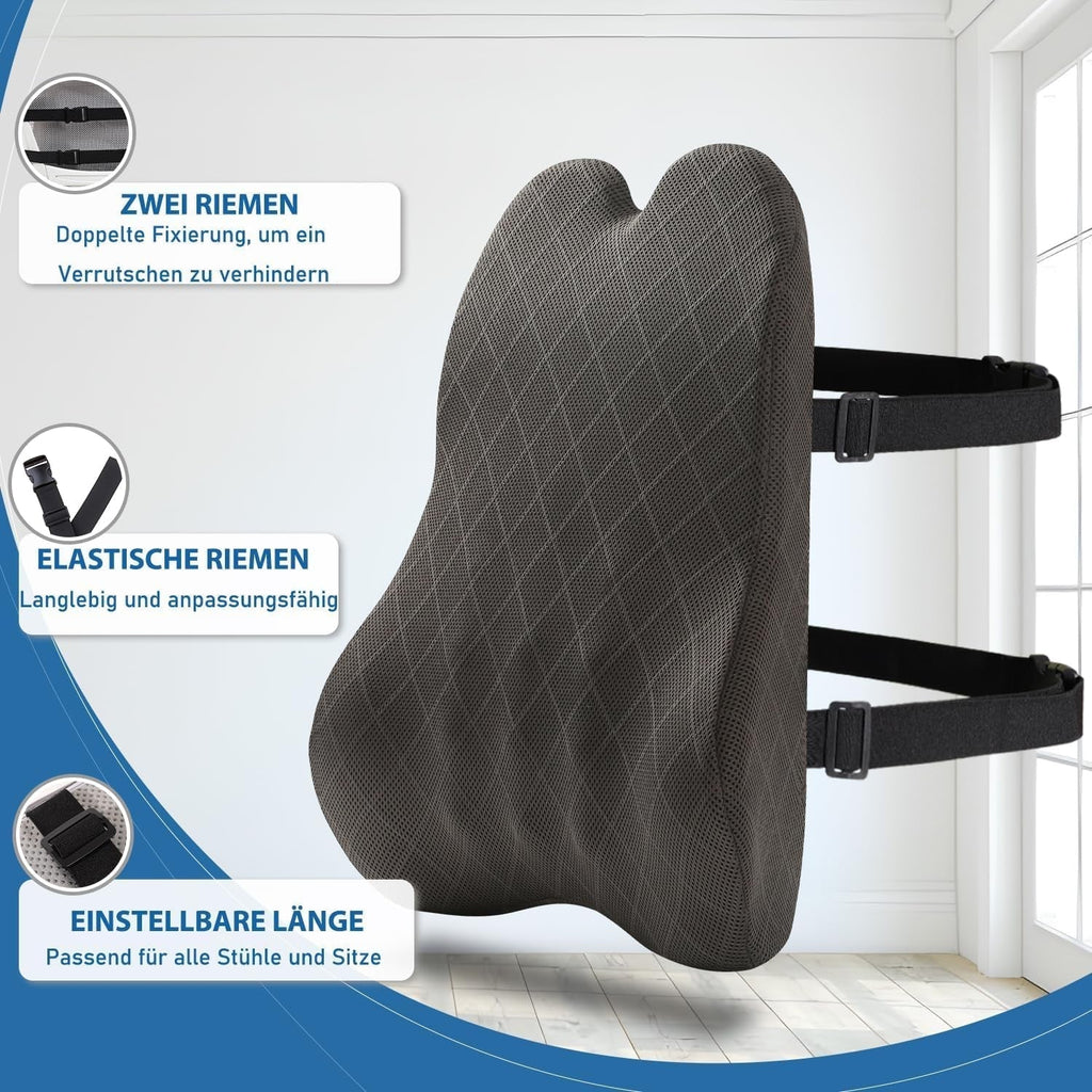 SKYNY Pernă pentru spate Pernă pentru spate pentru mașină Pernă lombară pentru scaun de birou Pernă pentru spate din spumă de memorie potrivită pentru casă, birou, mașină, scaun cu rotile gri mare (gri) Perne lombare Naty Shop