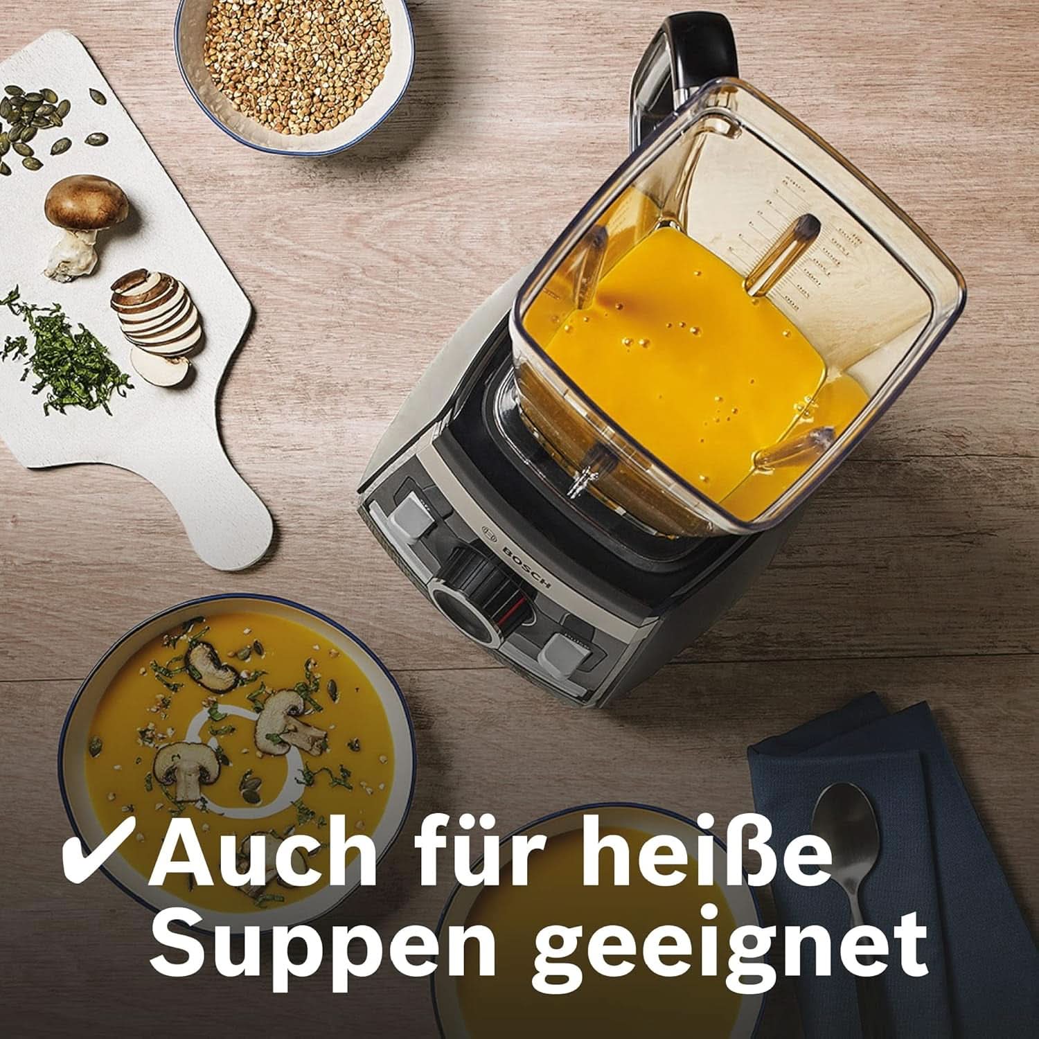 Bosch Batidora de pie Vitaboost MMBH6P6BDE, 6-Klingen-Edelstahlmesser, 2.5L Tritan-Mixbehälter, Stopfer, 6 Automatikprogramme, Rezeptbuch, Bpa-Frei, Einfache Reinigung, 45.000 U/Min, 1600 W, Schwarz Bucatarie Naty Shop