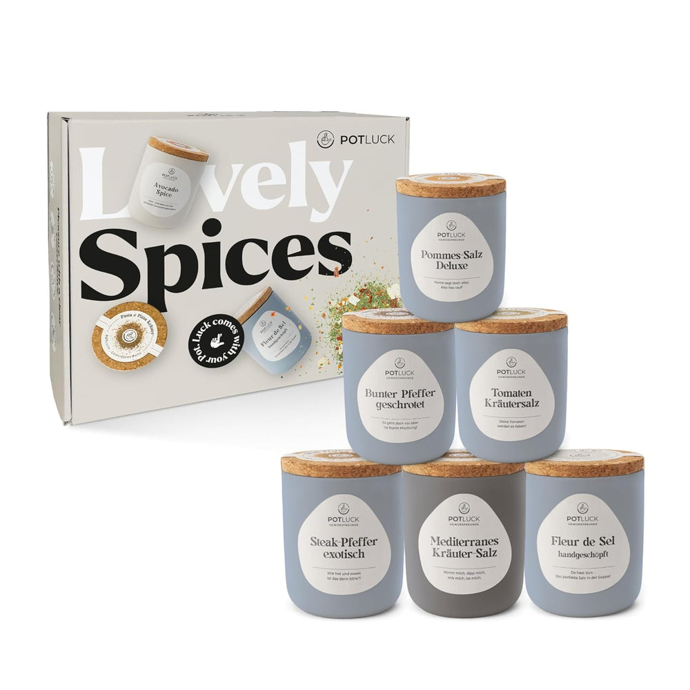 Comida compartida | Kräuter Kumpel Juego de 6 unidades | Gewürzmischungen im Keramiktopf | Vegano, sin gluten y con ingredientes naturales