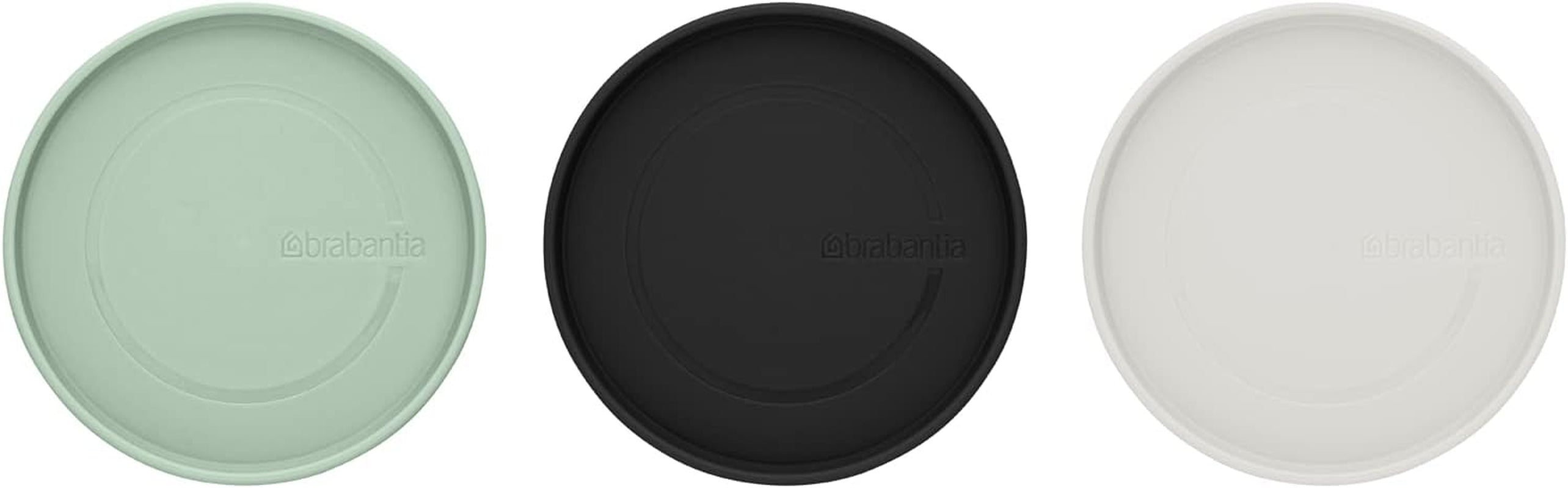 Brabantia - Recipient de sticlă stivuibil cu capac - Set de 3 - Depozitare alimente - Păstrează alimentele proaspete pentru mai mult timp - Sigiliu din silicon - Se spală în mașina de spălat vase - Gri închis/gri deschis/verde jad - 0.3L/0.6L/1.1L Cutii depozitare alimente Naty Shop