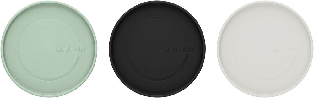 Brabantia - Recipient de sticlă stivuibil cu capac - Set de 3 - Depozitare alimente - Păstrează alimentele proaspete pentru mai mult timp - Sigiliu din silicon - Se spală în mașina de spălat vase - Gri închis/gri deschis/verde jad - 0.3L/0.6L/1.1L Cutii depozitare alimente Naty Shop