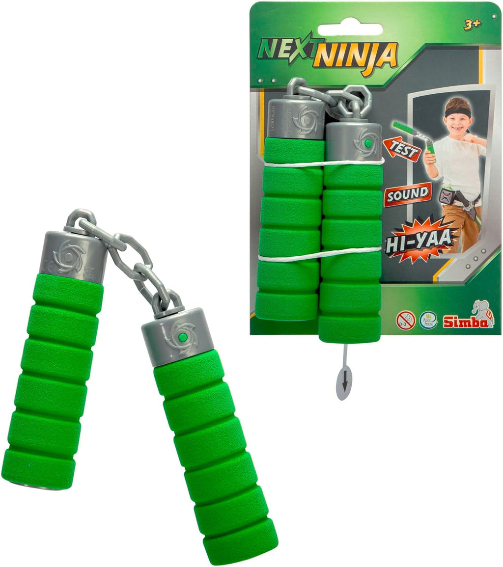 Next Ninja Nunchaku, sunet, mâner învelit în material moale, 13cm, jucărie de rol, de la 3 ani, verde Action figures Naty Shop