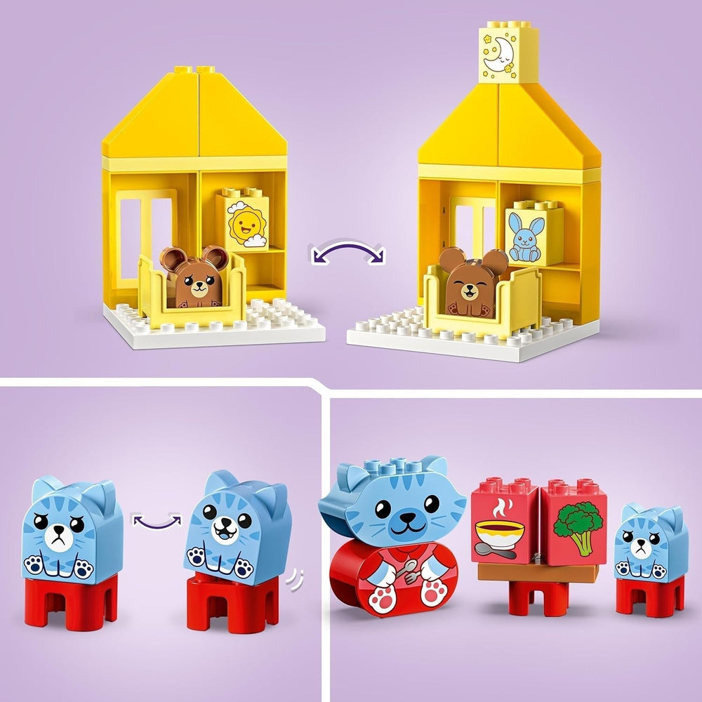 LEGO DUPLO Rutinas Diarias: Comer y Dormir, juguete educativo para niños pequeños que fomenta el desarrollo social y emocional, con 4 figuras de animales, regalo para niños a partir de 18 meses 10414 Juegos de construcción Besuche den LEGO-Store