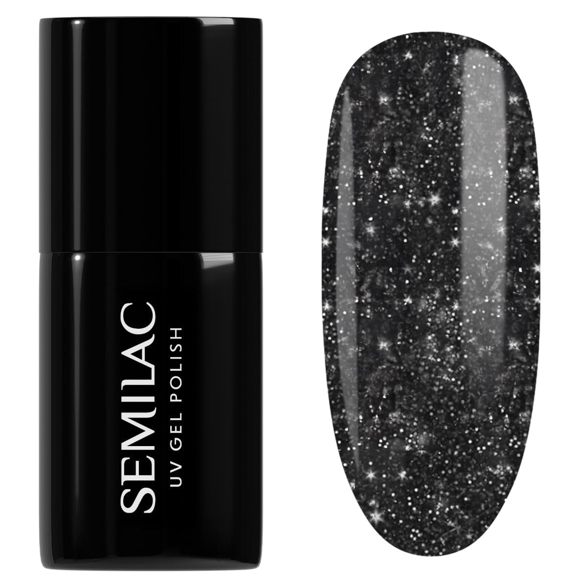 Semilac Esmalte de Uñas UV 394 Sparkling Midnight Date 7 ml - Cielo nocturno oscuro con efecto brillo - Colección Love Is In The Nails
