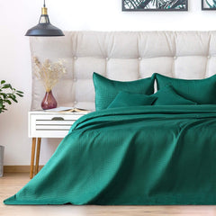 Ameliahome Colcha 200X220 Cm Colcha Verde Oscuro Con Dos Caras Gofradas Satén Mate Carmen Camas y Mantas Besuche den AmeliaHome-Store