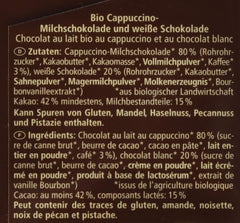 Chocolate orgánico relleno de capuchino, 100g