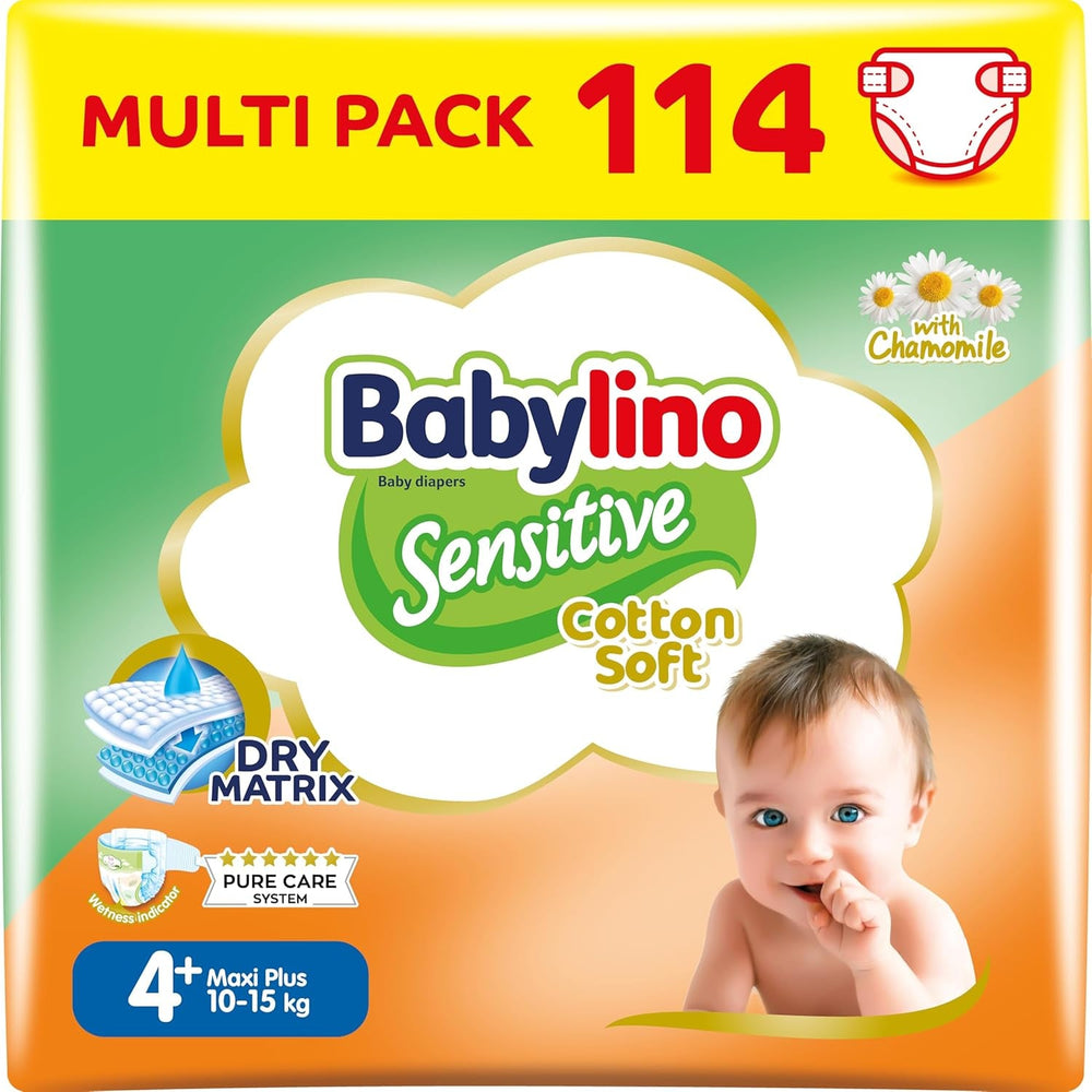 Scutece pentru bebeluși sensibili, mărimea 6, extra mari (13-18 kg), 114 scutece