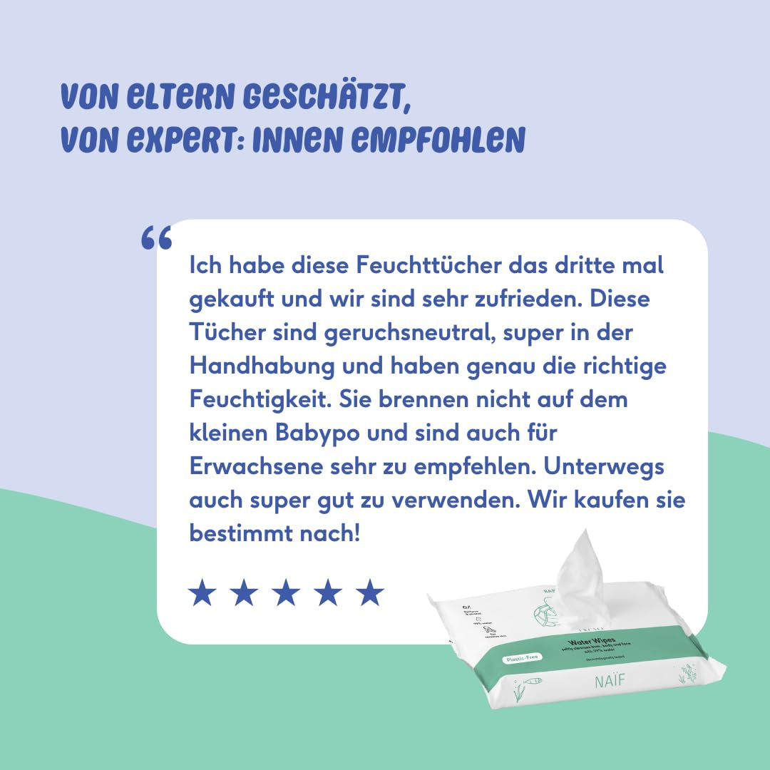 Naïf Toallitas Bebé Sin Plástico 432 Piezas (8 Pack x 54 Toallitas) - Cuidado del Culito, Cuerpo y Rostro del Bebé - 99% Agua - 0% Fragancia y Alcohol - Caja de Toallitas Húmedas Sostenibles, Eucalipto Sensible