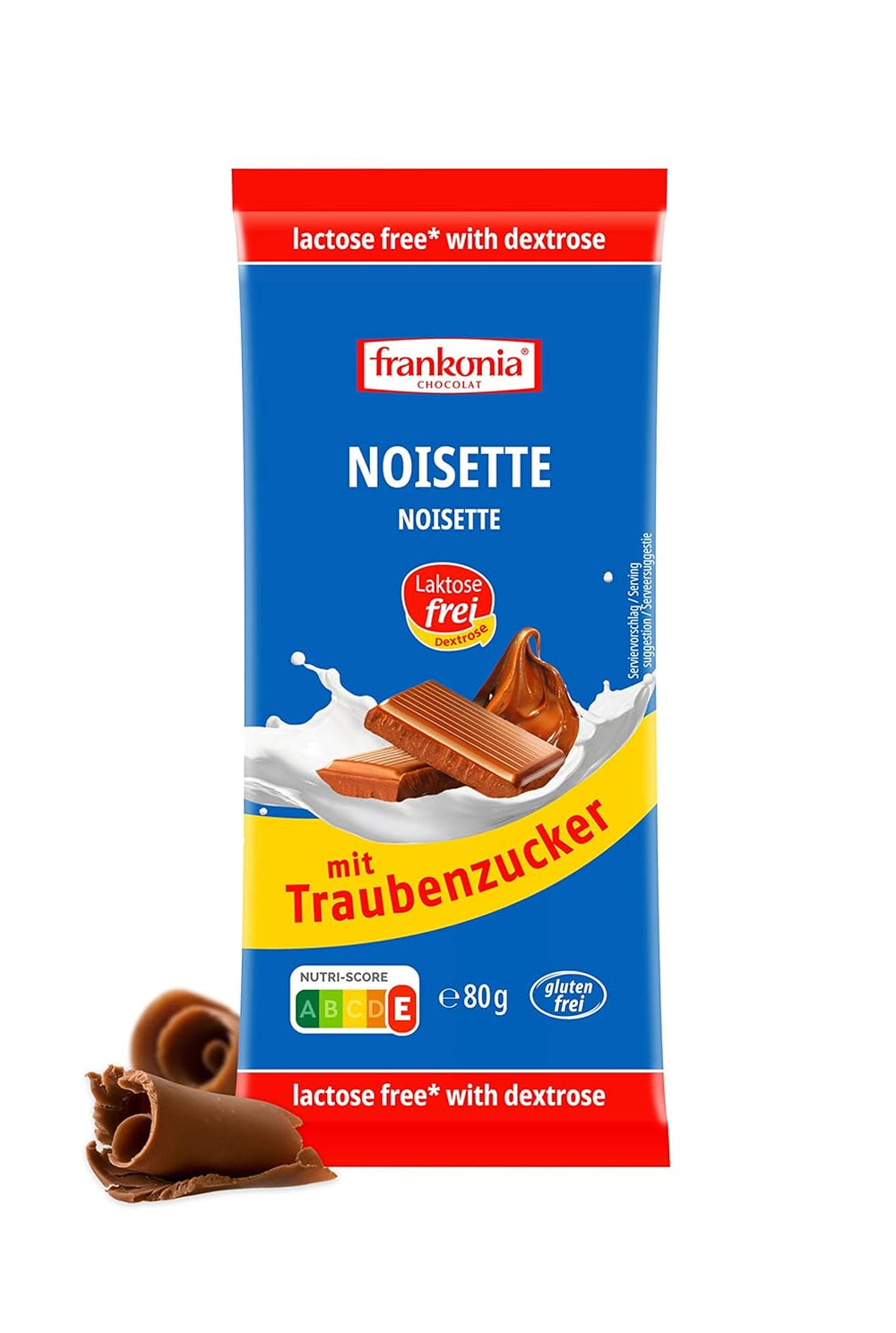 Frankonia Noisette con chocolate y dextrosa, sin lactosa y sin gluten, 80 gramos