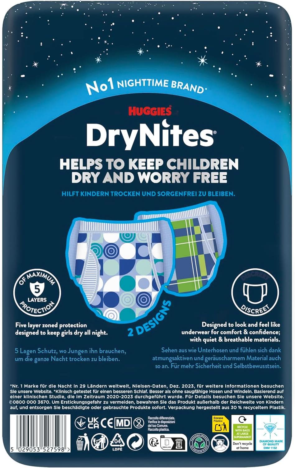 Huggies Drynites Scutece de noapte foarte absorbante, pentru băieți 8-13 ani (30-48 kg), 9 buc Mama si Copilul Naty Shop