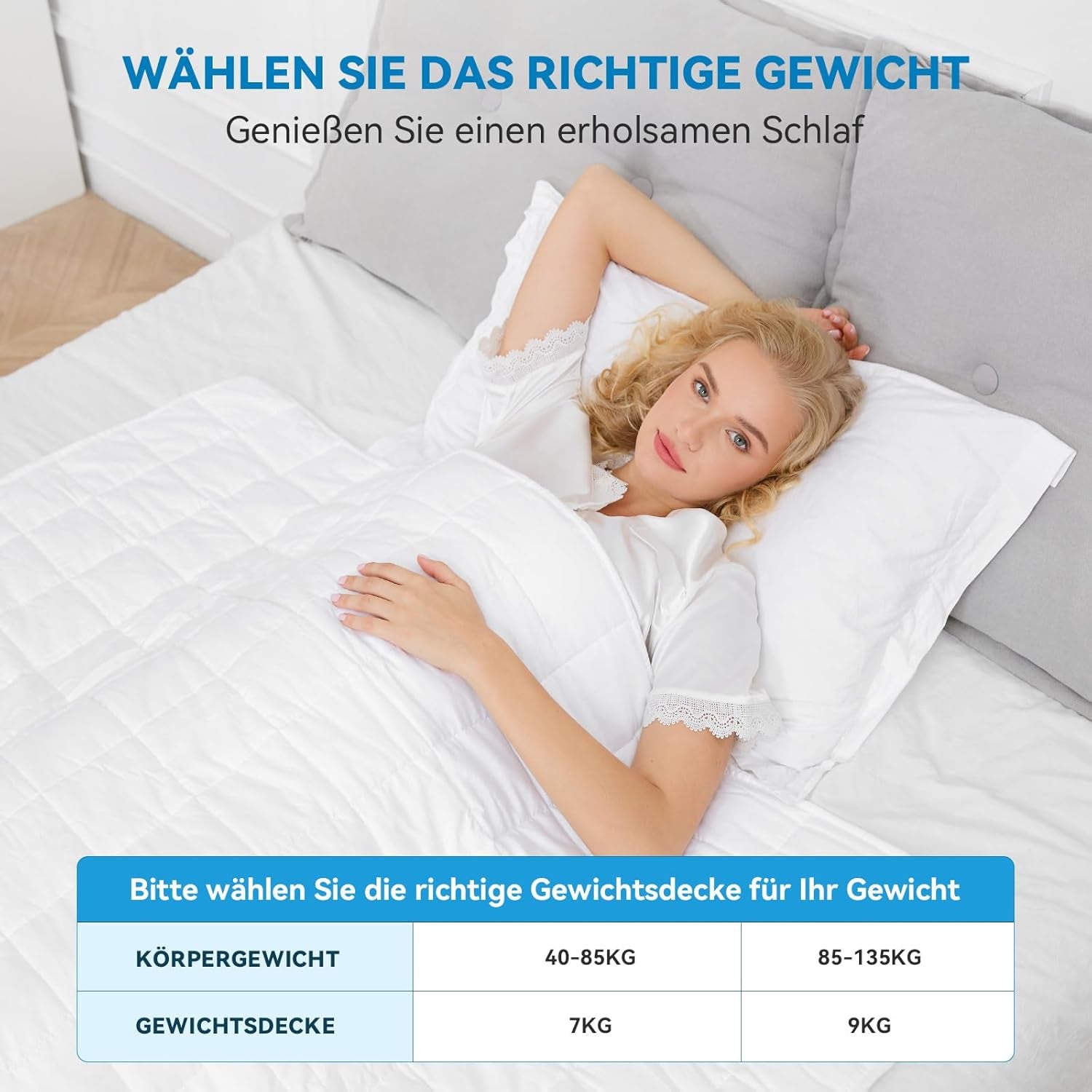 Manta lastrada 7Kg 135X200Cm, manta lastrada 100% algodón, manta lastrada para adultos para un sueño profundo, manta pesada, manta de terapia antiestrés, manta de relajación Camas y mantas Besuche den Autsel-Store