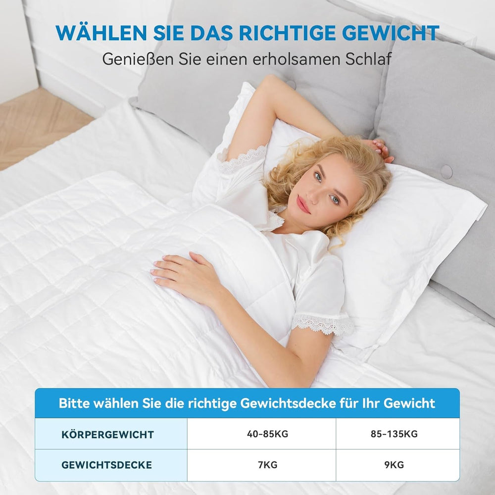 Manta lastrada 7Kg 135X200Cm, manta lastrada 100% algodón, manta lastrada para adultos para un sueño profundo, manta pesada, manta de terapia antiestrés, manta de relajación Camas y mantas Besuche den Autsel-Store