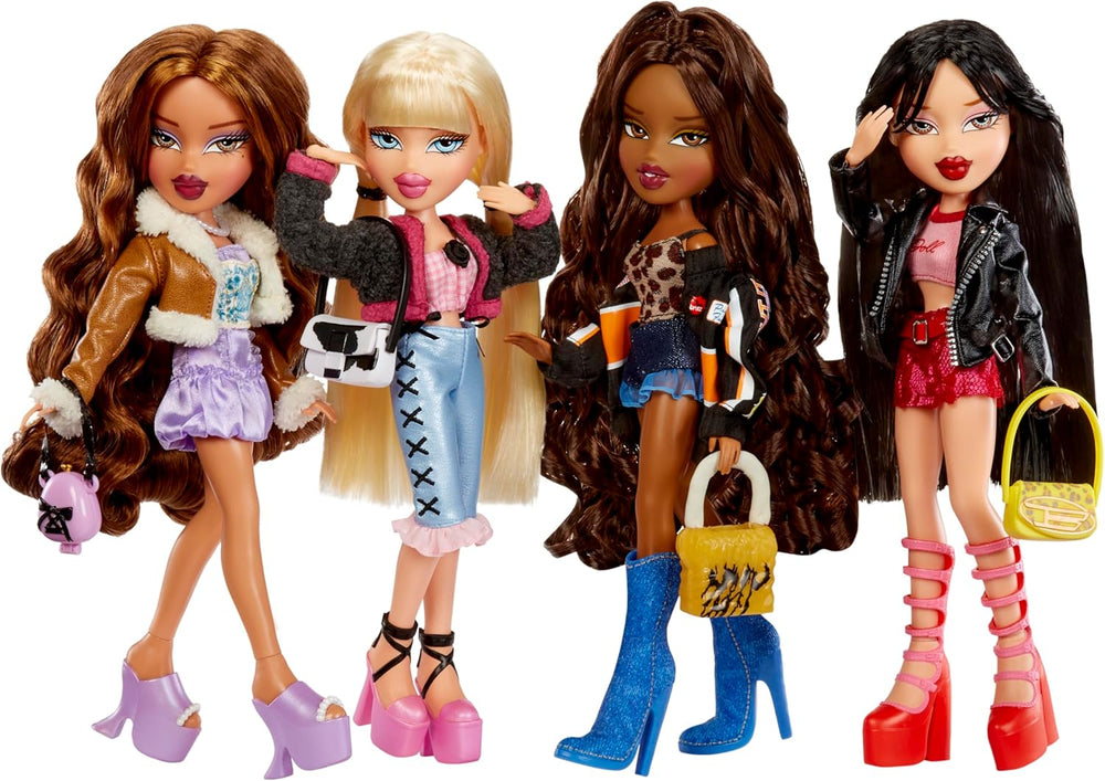 Păpușa Bratz Goin' Out! - Jade - 1 păpușă de colecție cu accesorii, ținută, geantă, ochelari de soare și perie - Jucărie pentru copii - Vârste 6+, Roșu