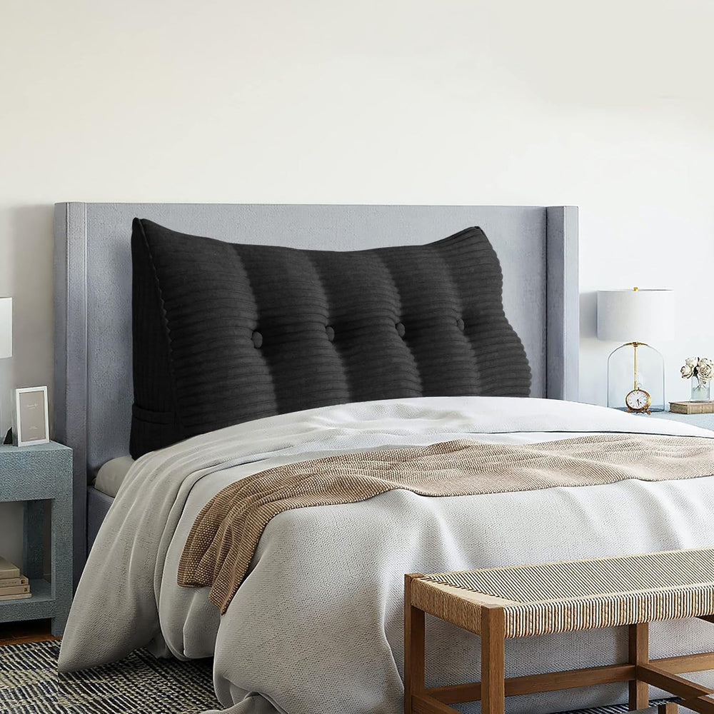 Pernă Johnear cu pană, pernă de citit pentru pat și canapea, pernă pentru spătar, pernă pentru tăblie, pernă lombară triunghiulară mare (gri, 45 cm)