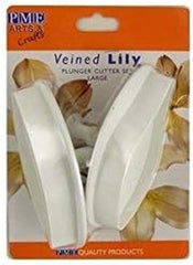 LY1002 Cutter pentru embosare cu motiv de crin cu nervuri, format mare, plastic, alb, 3 x 3 x 4 cm