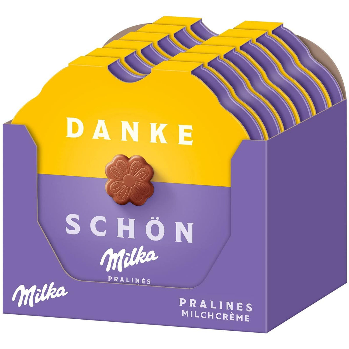 Praliné Milka Little Thank You – Chocolate con leche alpino con relleno fino de crema de leche – 12 x 44 g