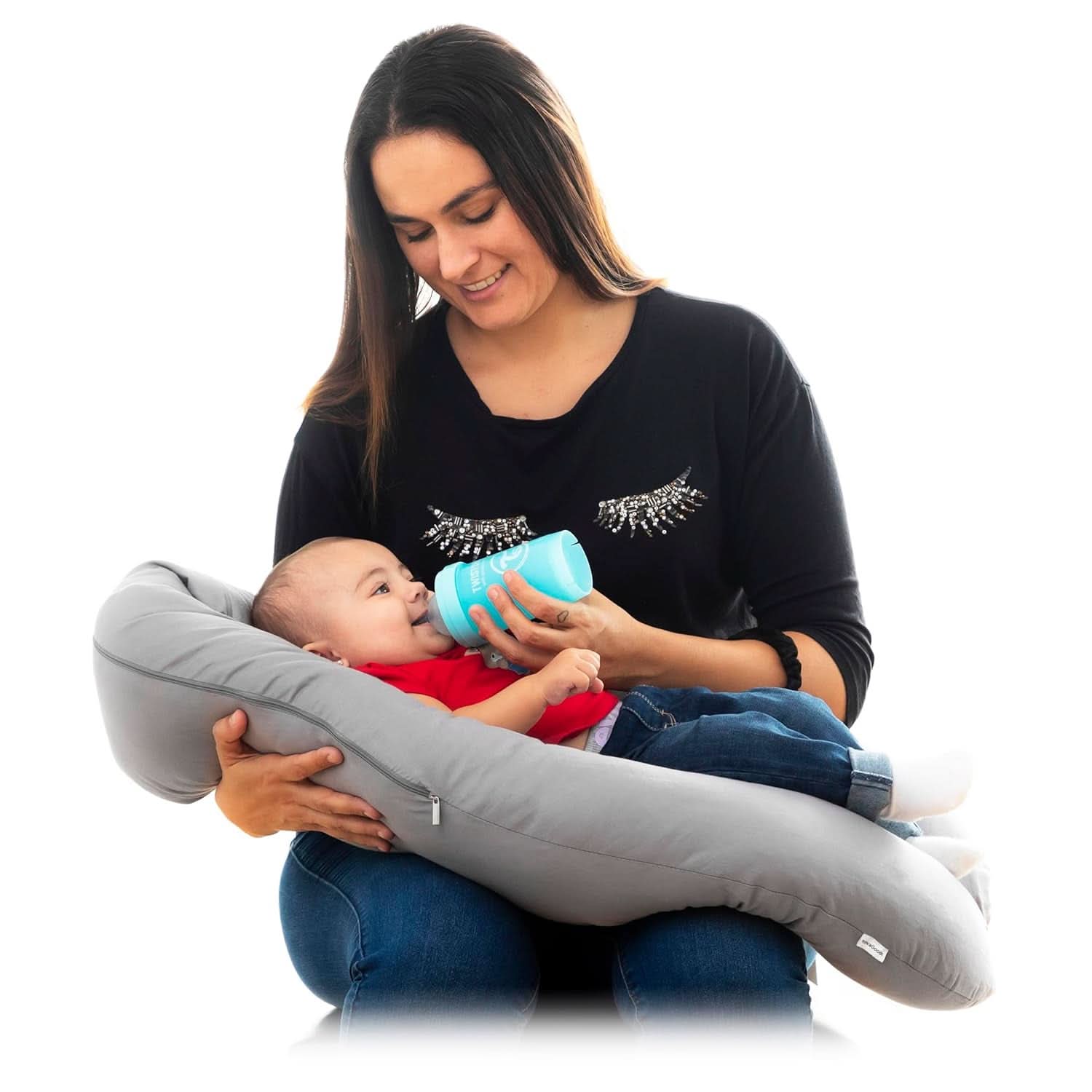 Innovagoods - Almohada de Lactancia Multifuncional, Diseño ergonómico para el relax de la madre y el niño, Ajustable en diferentes posiciones, Lavable, De Colores, Polialgodón Accesorios Alimentación y Lactancia Baby Naty Shop