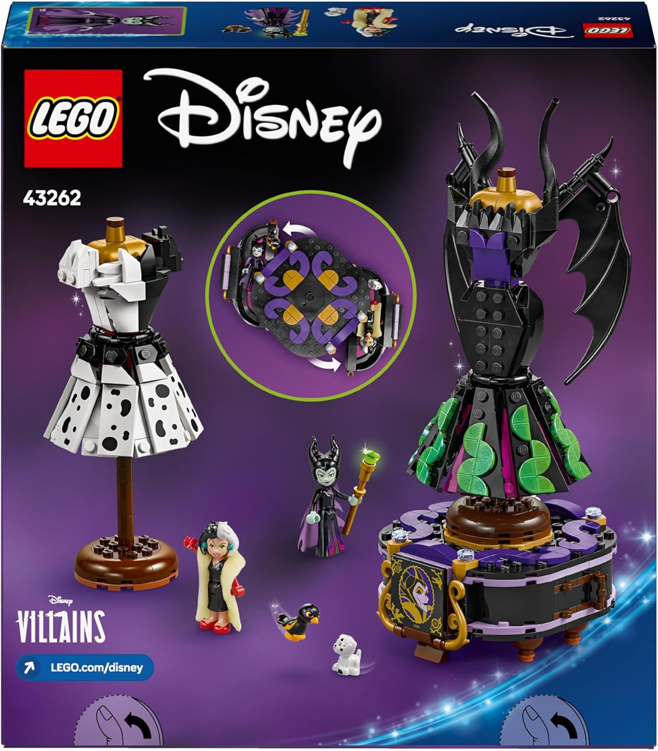 LEGO Ç€ Villanas De Disney Los Vestidos De Maléfica Y Cruella De Vil - Juguete para niños y niñas a partir de 9 años - Incl. 2 minimuñecas y 2 figuras de animales: regalo de cumpleaños para fans 43262 Juegos de construcción Besuche den LEGO-Store