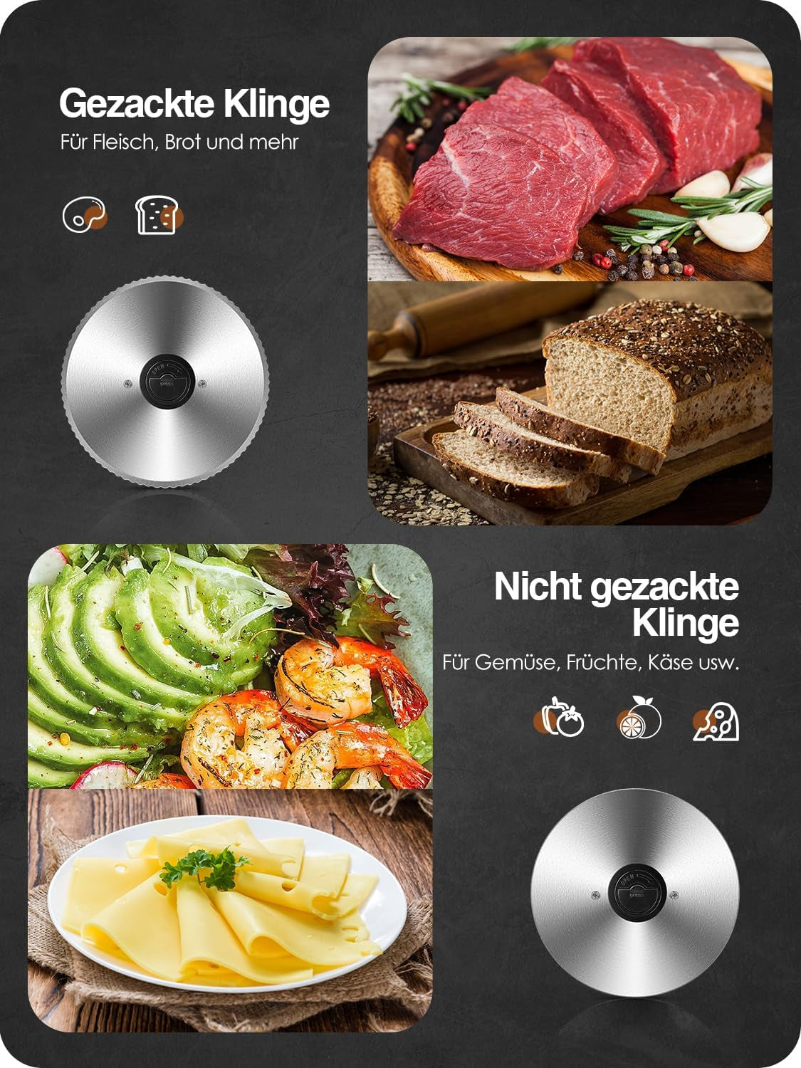 YASHE SL-518, rebanadora de pan, 2 cuchillas extraíbles, espesor regulable 0 - 15 mm Ralladores y Rebanadores Naty Shop