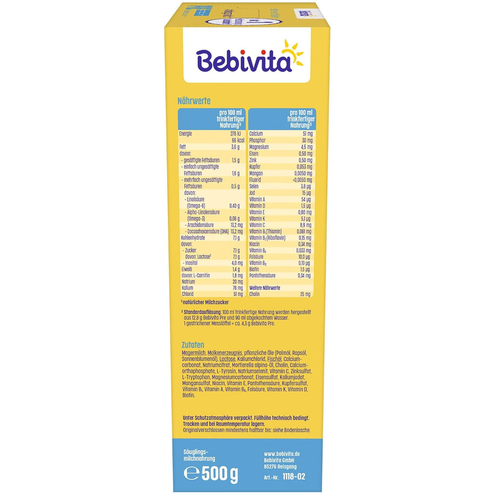 Leche PRE en polvo (5 x 500 g), desde el nacimiento, contiene únicamente lactosa como carbohidrato, apta para alimentación complementaria