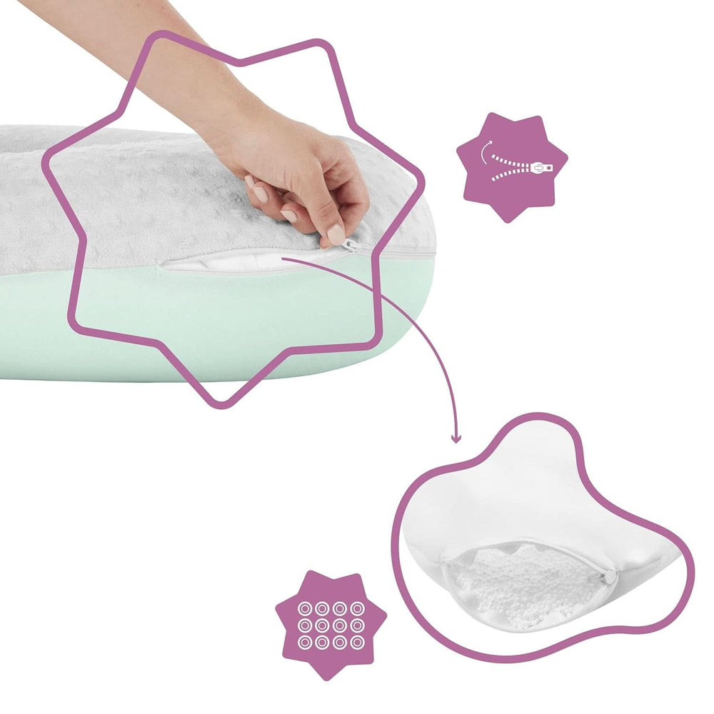 Badabulle Pernă de alăptare și pernă de sarcină pufoasă, 150 cm, include husă, formă ergonomică Accesorii Hrana si Alaptare Bebe Naty Shop