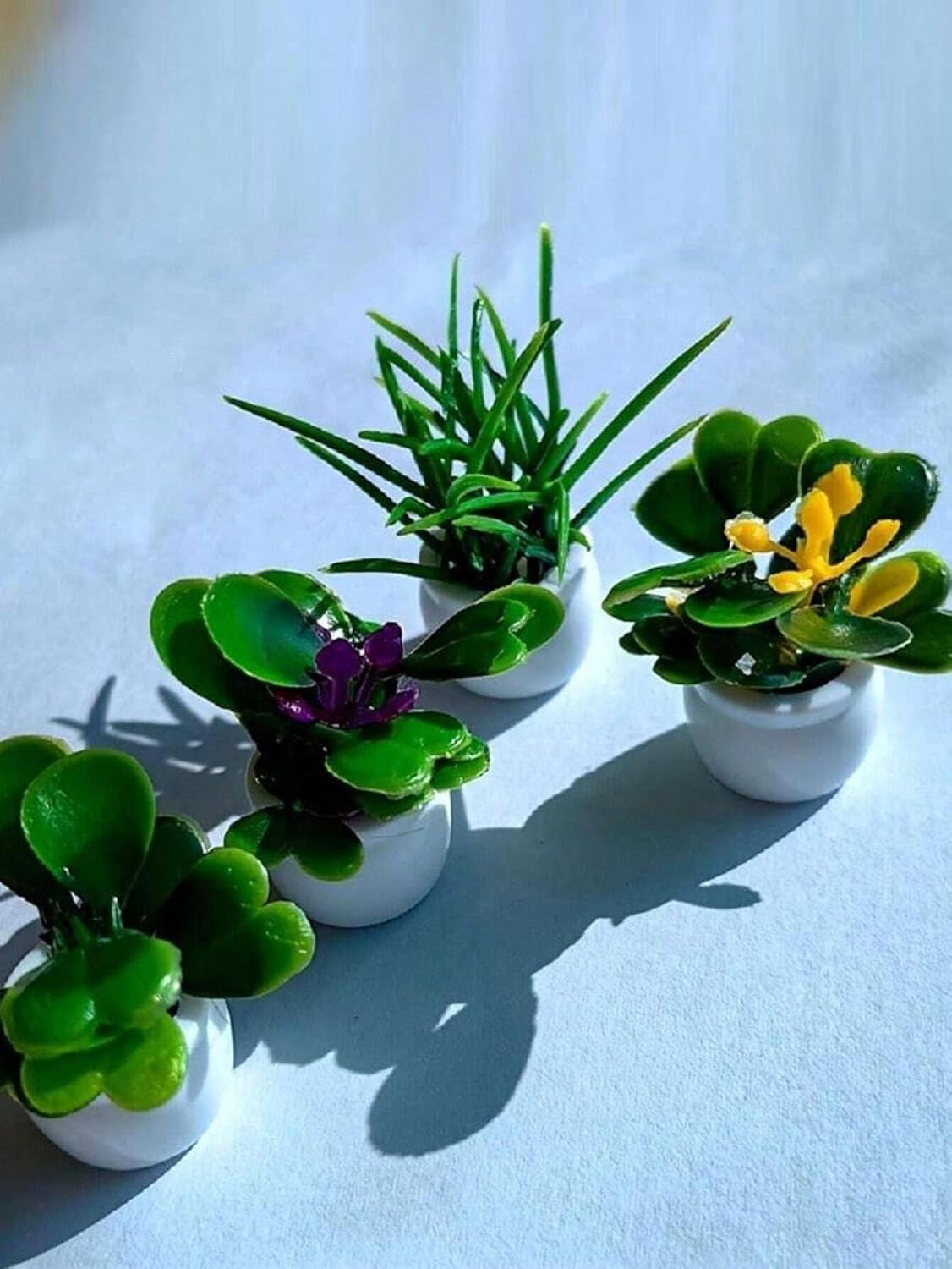 Künstliche Mini-Topfpflanzen, Statue, Kleine Bonsai, Kleine Topfpflanzen, Künstliche Blumentopf, Künstliche Pflanze Für Miniaturgarten, Outdoor-Dekoration, Valentinstag, Hochzeit, Geburtstag, 4 Stück