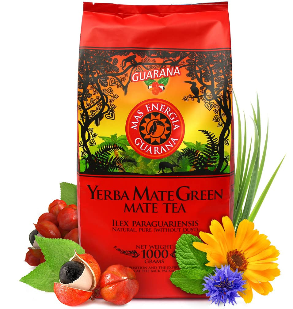 Yerba  „Mas Energia Guarana” 1 kg – Ceai Mate brazilian cu guarana și mentă | Ceai Yerba Mate fructat | Energie naturală fără aditivi artificiali | Vegan