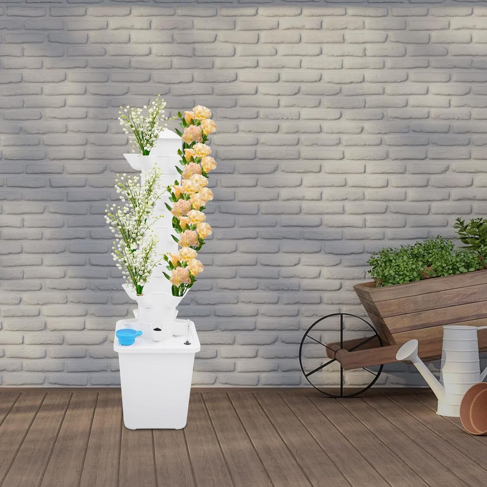 Torre Hidropónica de 30 Cápsulas, Sistema de Cultivo Hidropónico para Jardín, Kit de Cultivo Aeropónico con Tanque de Agua de 10L y Bomba de Hidratación, Kit de Cultivo Aeropónico Vertical para Hierbas, Frutas, Verduras