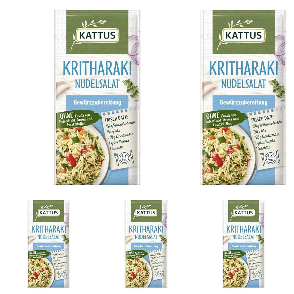 - Kritharaki-Nudelsalat Gewürzzubereitung | Condimento para 3-4 porciones | Ohne Zusatz de Fefeextrakt, Aroma und Zusatzstoffen | 12 gramos en bolsa