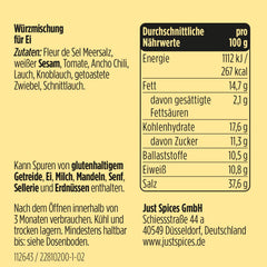 Just Spices Ei Topping I Streue Gesmack auf alle Ei-Speisen vom gekoten Ei bis Spiegelei I Gewürzdose, 55 g