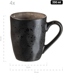 MÄSER 934073 Niara Organic Series, set de veselă modern pentru 4 persoane, cu aspect vintage incitant, serviciu combinat format din 16 piese cu o combinație specială de glazură în negru și maro, gresie