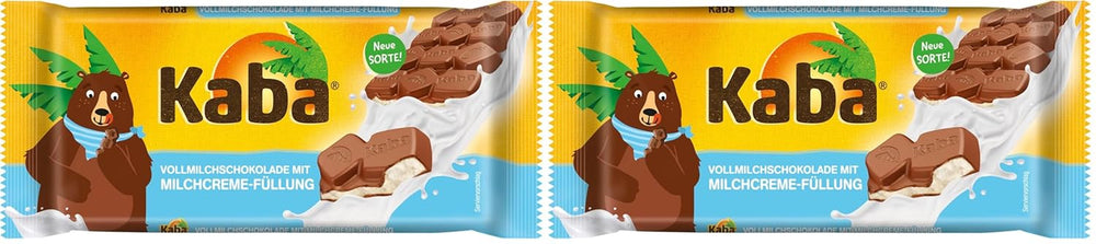 Barra de chocolate rellena de chocolate con leche entera y crema de leche Kaba 90 g Barra de chocolate para fundir con crema de leche ligera y sabor original de Kaba (paquete de 2)