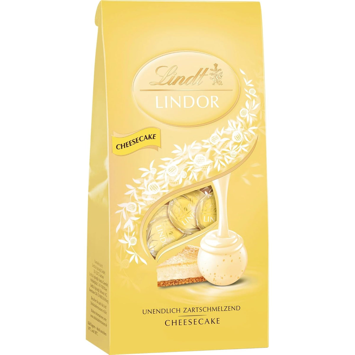 Chocolate Lindt | LINDOR sobres para tarta de queso | 137g | 10 bolas de chocolate con leche con relleno de tarta de queso que se derrite en la boca | regalo de chocolate