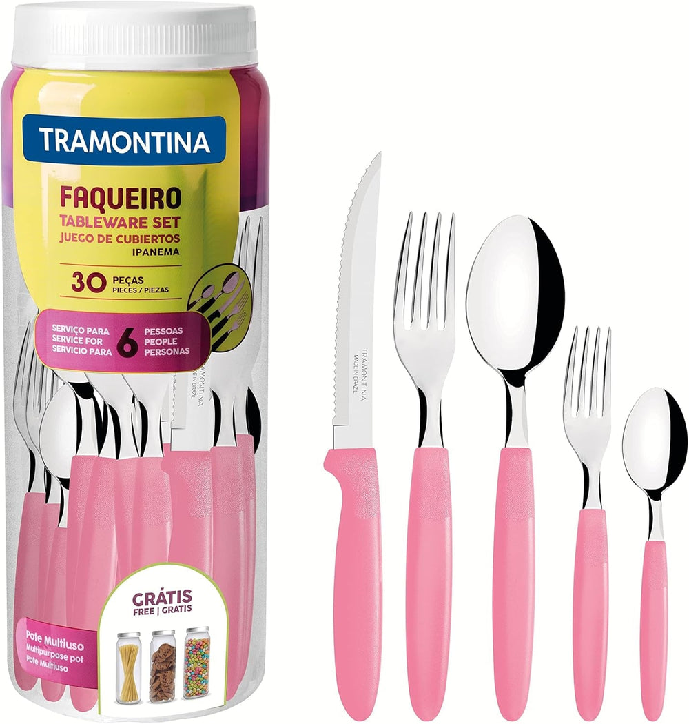 Juego de cubiertos Tramontina Ipanema para 6 personas juego de 30 piezas de acero inoxidable Cocina Naty Shop Rosa