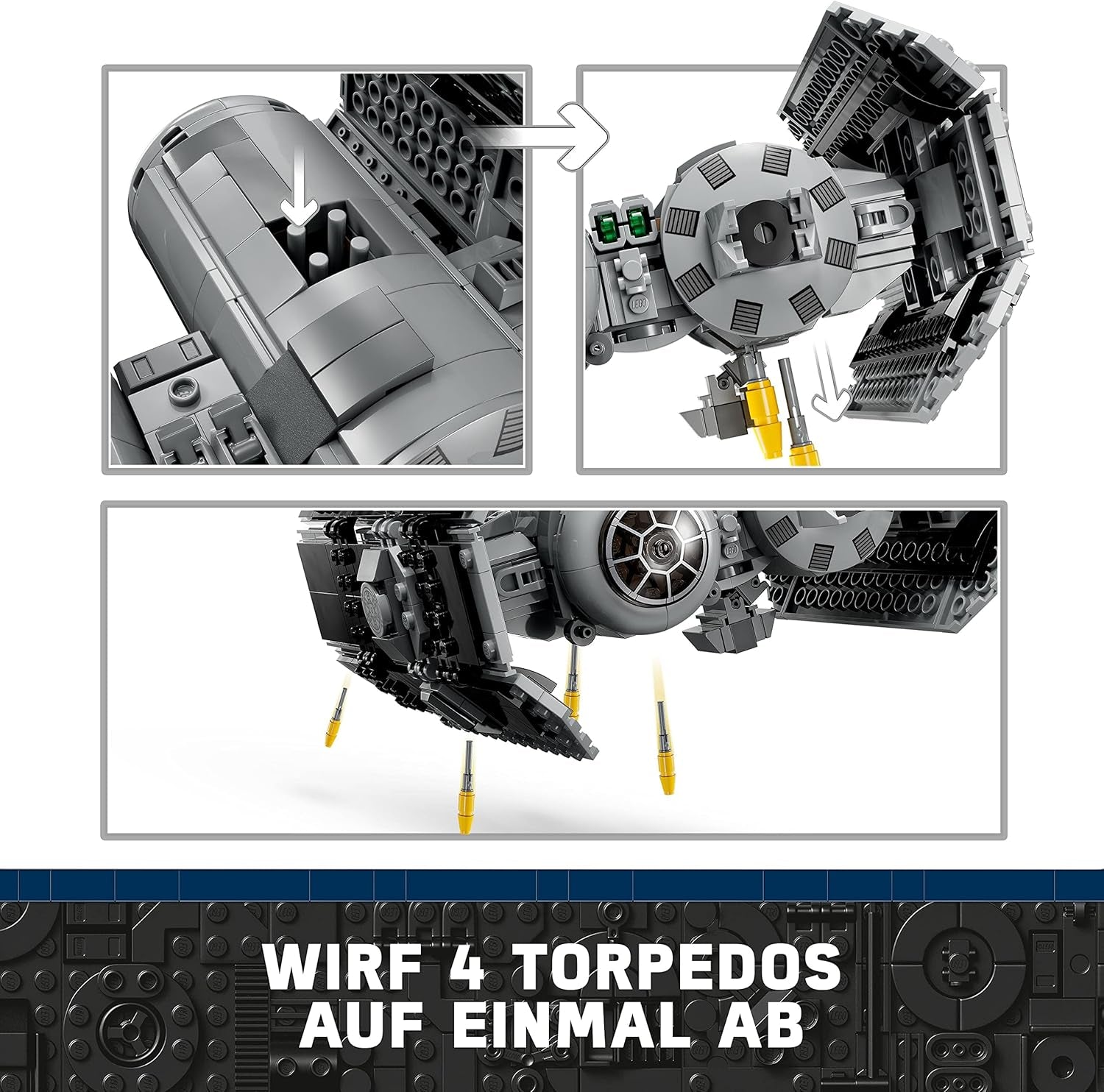 LEGO Star Wars Kit de modelo de bombardero TIE con minifiguras de Darth Vader con sable de luz y droide Gonk, juguete para construir Starfighter como regalo 75347 Juegos de construcción Besuche den LEGO-Store