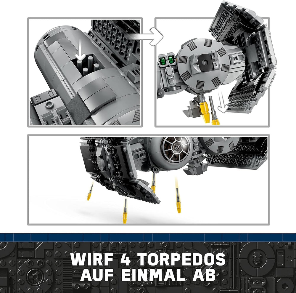 LEGO Star Wars Kit de modelo de bombardero TIE con minifiguras de Darth Vader con sable de luz y droide Gonk, juguete para construir Starfighter como regalo 75347 Juegos de construcción Besuche den LEGO-Store