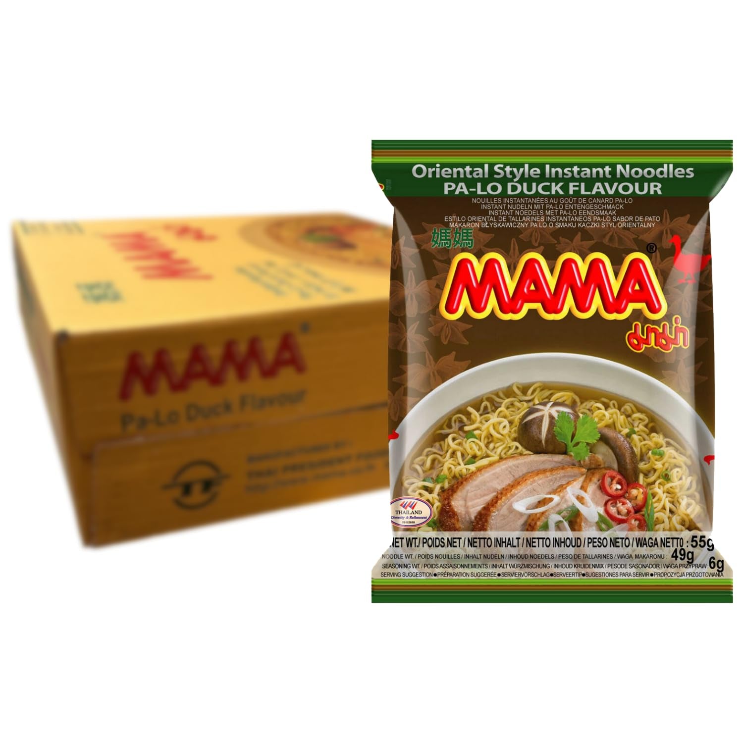 MAMA - Fideos instantáneos con pollo - Paquete múltiple (30 X 55 GR)