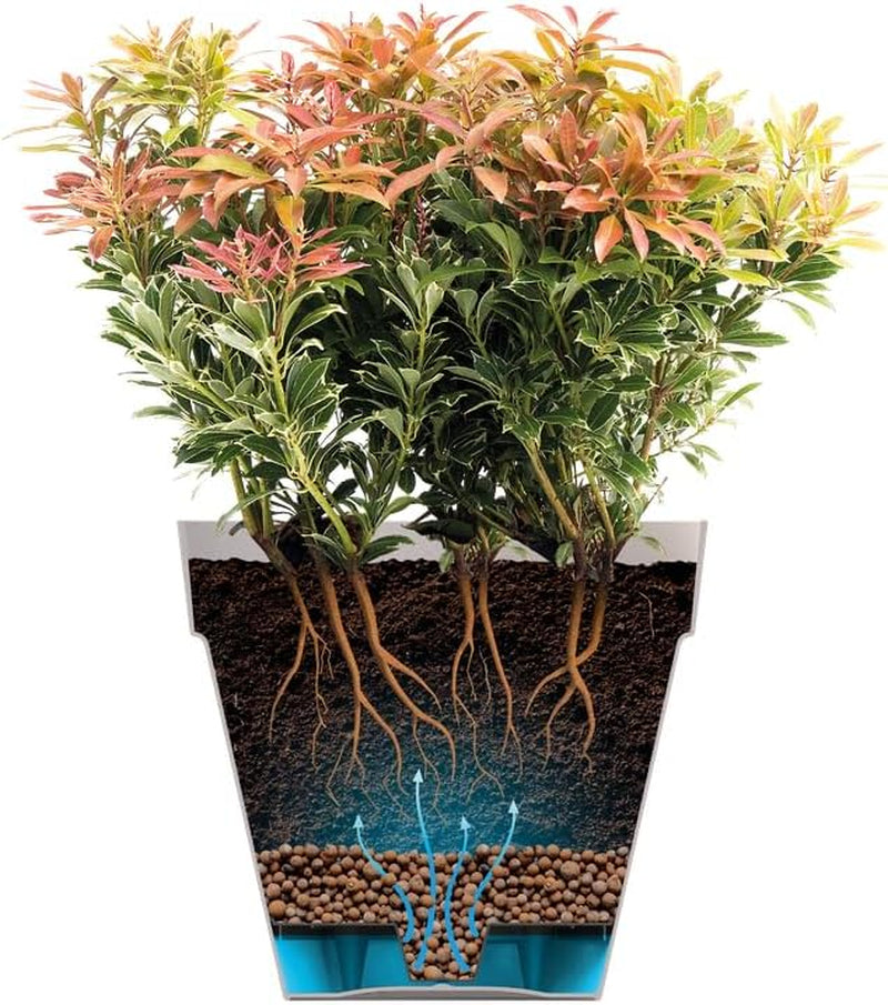 elho Loft Urban Round 40 - Ghiveci de flori pentru exterior - Plastic 100% reciclat - Ø 38,5 x H 35,3 cm - Galben/Ocru