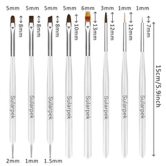 Sularpek 8 Stück Nagel Pinsel Set, Pinsel Für Gelnägel, Nageldesign Pinsel, Nail Art Dotting Tools, Nailart Pinsel Für Gel Acryl Nägel Nailart