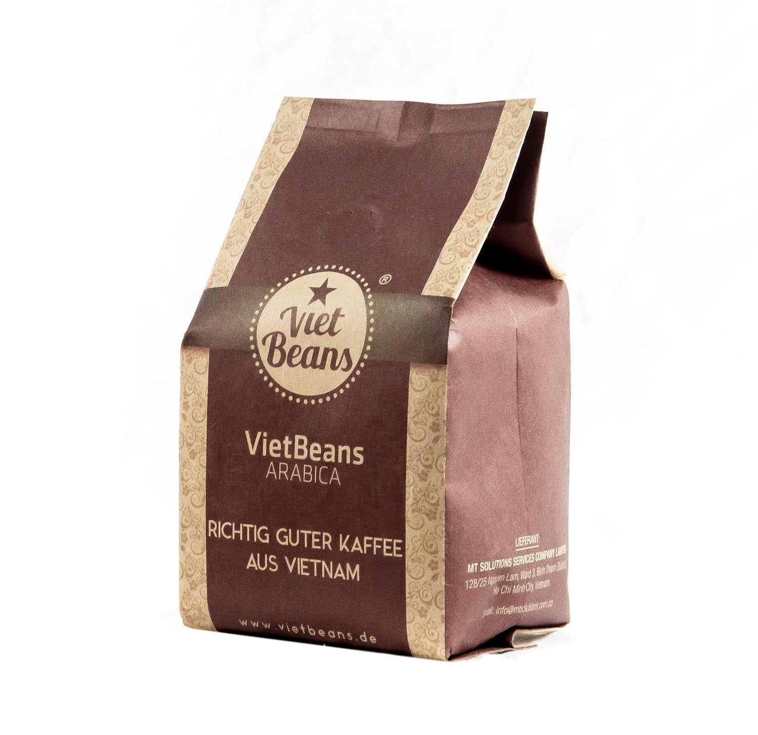 VietBeans 100% Arabica Ganze Kaffeebohnen - Espresso Bohnen säurearm - Fruchtiger Hochlandkaffee mit Nebennote Karamell und Honig - Leicht bittere Süße - 250g