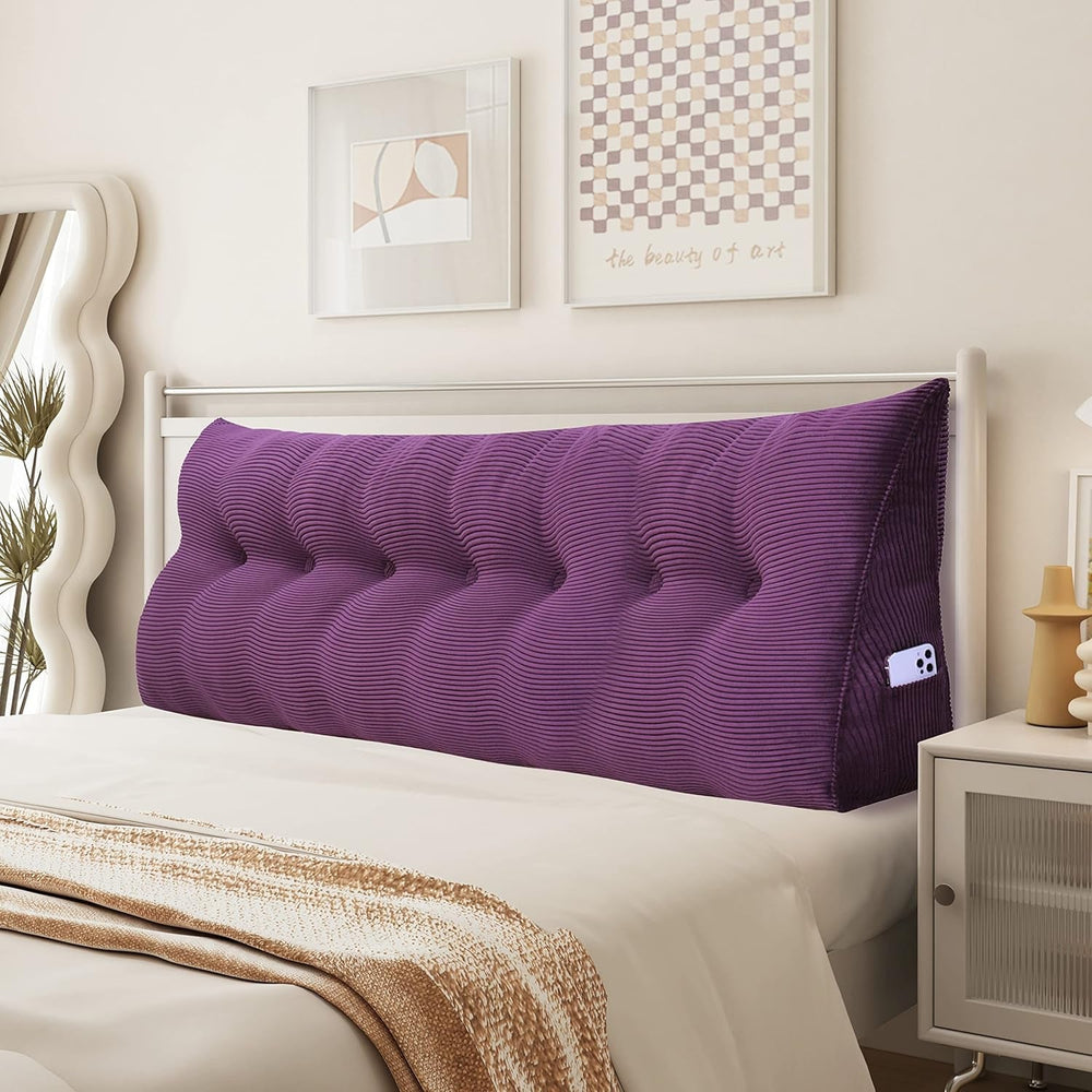 Pernă Johnear cu pană, pernă de citit pentru pat și canapea, pernă pentru spătar, pernă pentru tăblie, pernă lombară triunghiulară mare (gri, 45 cm)