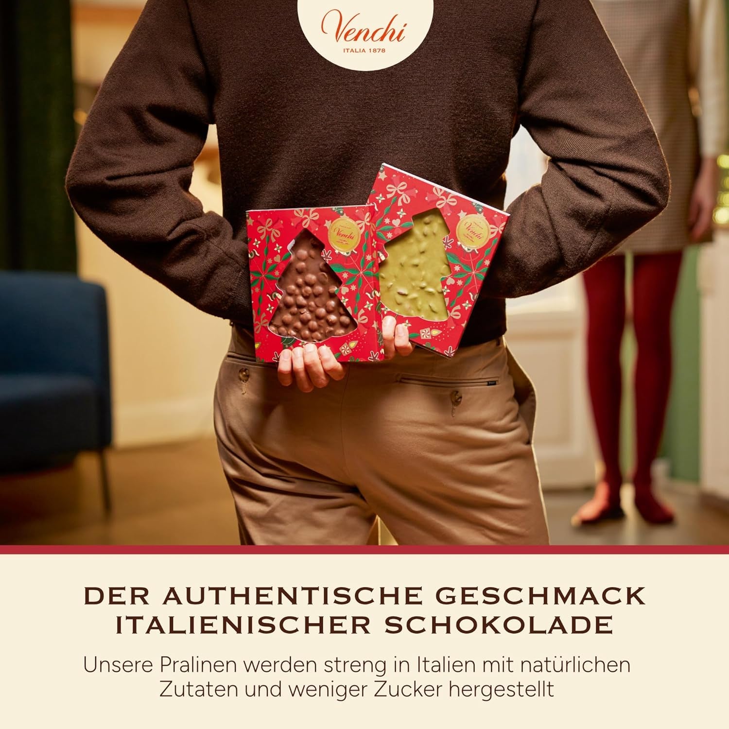 Venchi, Brutto&Buono, barra de chocolate con leche en forma de abeto "Avellana del Bosque del Piamonte" hecha a mano, 200 g, sin gluten, colección navideña de edición limitada, idea de regalo