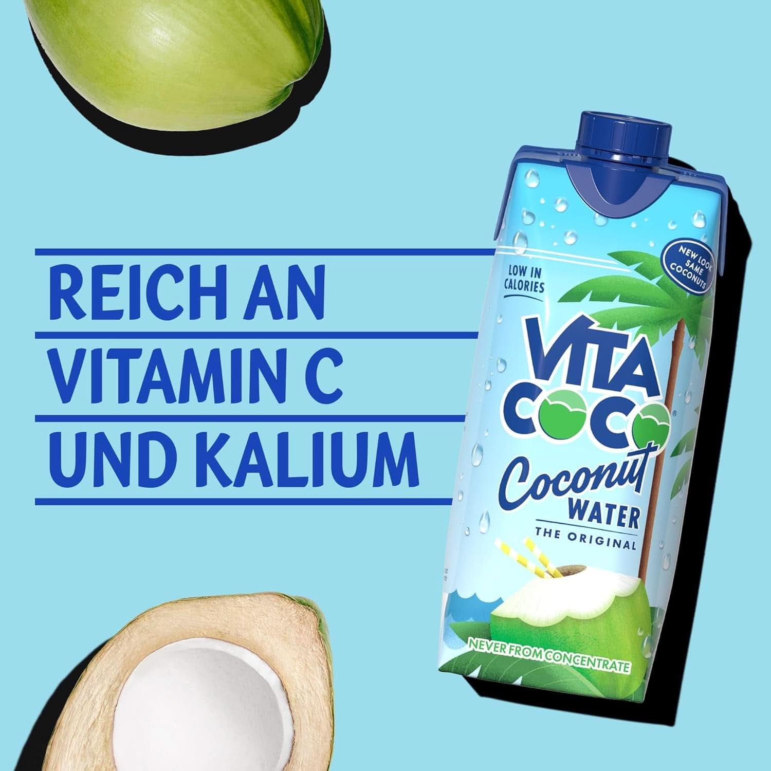 Vita Coco Agua Pura de Coco 12 X 330 ml, crema hidratante natural con electrolitos, sin gluten, llena de vitamina C y potasio Bebidas sin alcohol Naty Shop