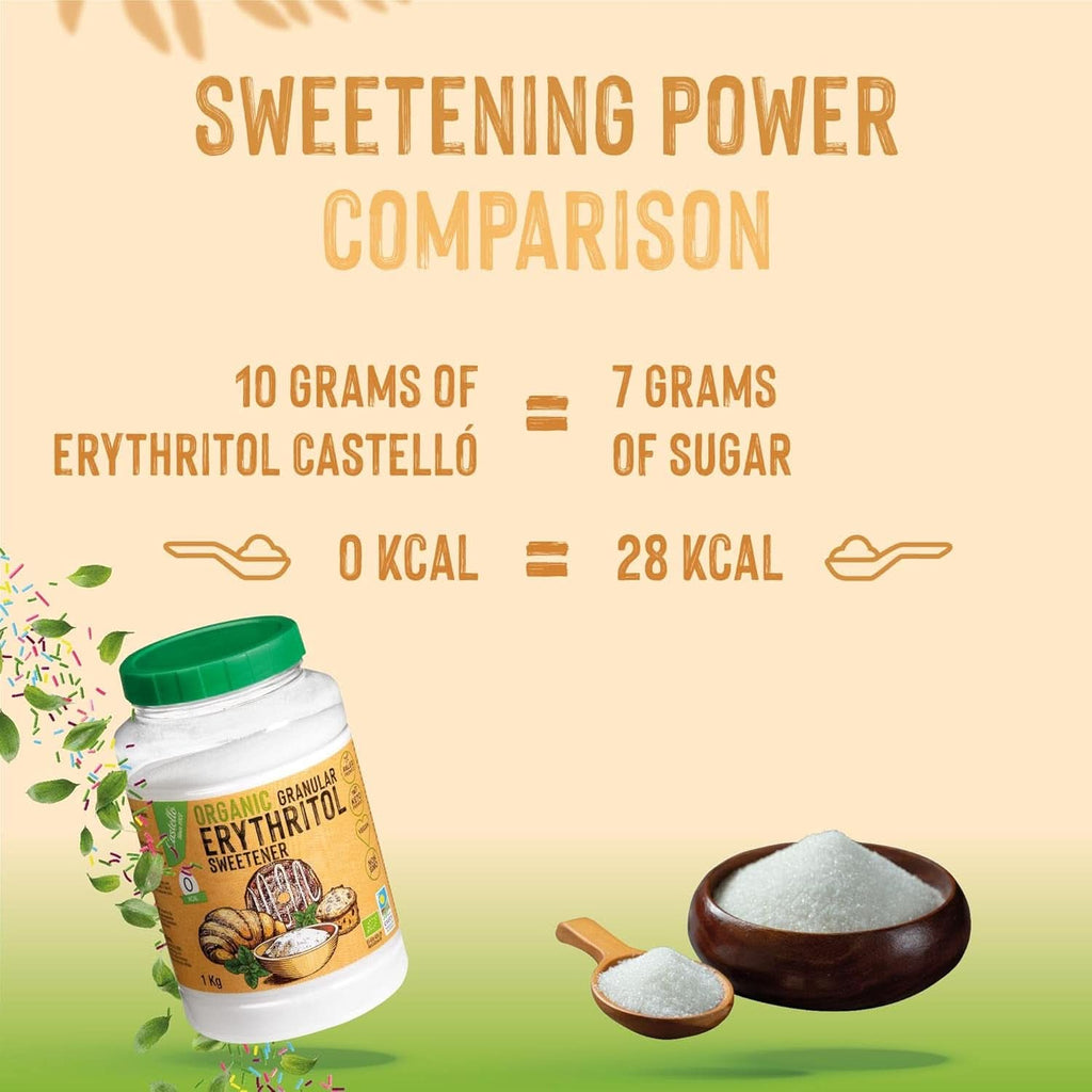 Eritritol natural organic, 10G = 7G zahăr, 1 Kg Indulcitori Naty Shop