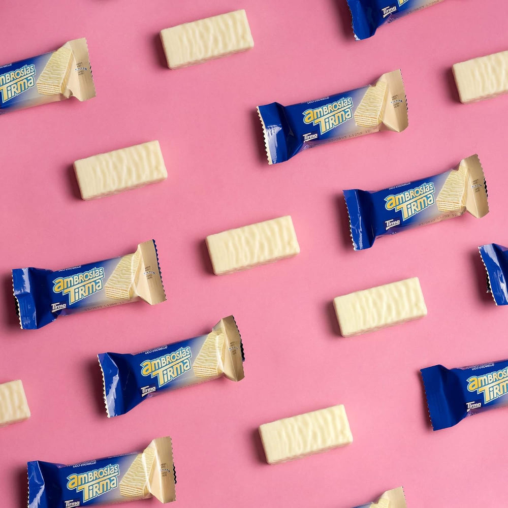 Mini Obleas de Chocolate Blanco Tirma | (16 unidades x 13,5g), 216g | Relleno de crema delicado | Sin OGM | Apto para vegetarianos | Empaquetado individualmente | merienda empacada