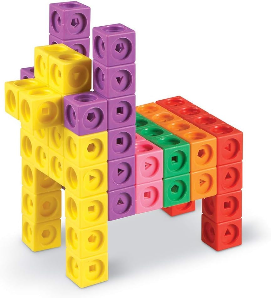 Recursos de aprendizaje MathLink Steckwürfel Big Builders para Baumeister, ab 5 Jahren, Konstruktionsspielzeug für frühes Mint-Lernen, 200 Teile
