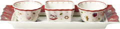 Villeroy & Boch - Set de sosuri Toy's Delight, 4 piese, Platou de servire cu boluri, Set de boluri pentru sos de Crăciun, Decorațiune de masă cu jucării, Tavă de servire, Boluri, Veselă de Crăciun, Porțelan Premium